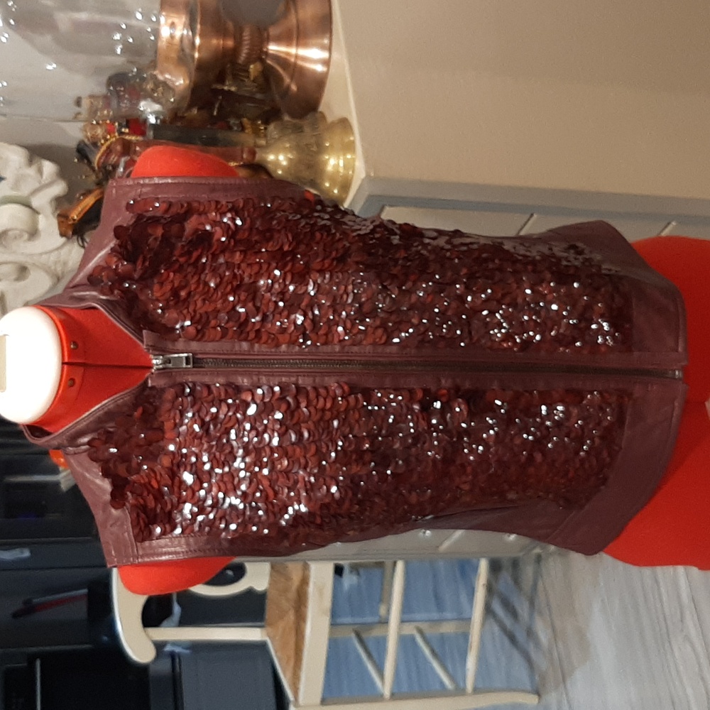 Lamarque leather sequin vest
